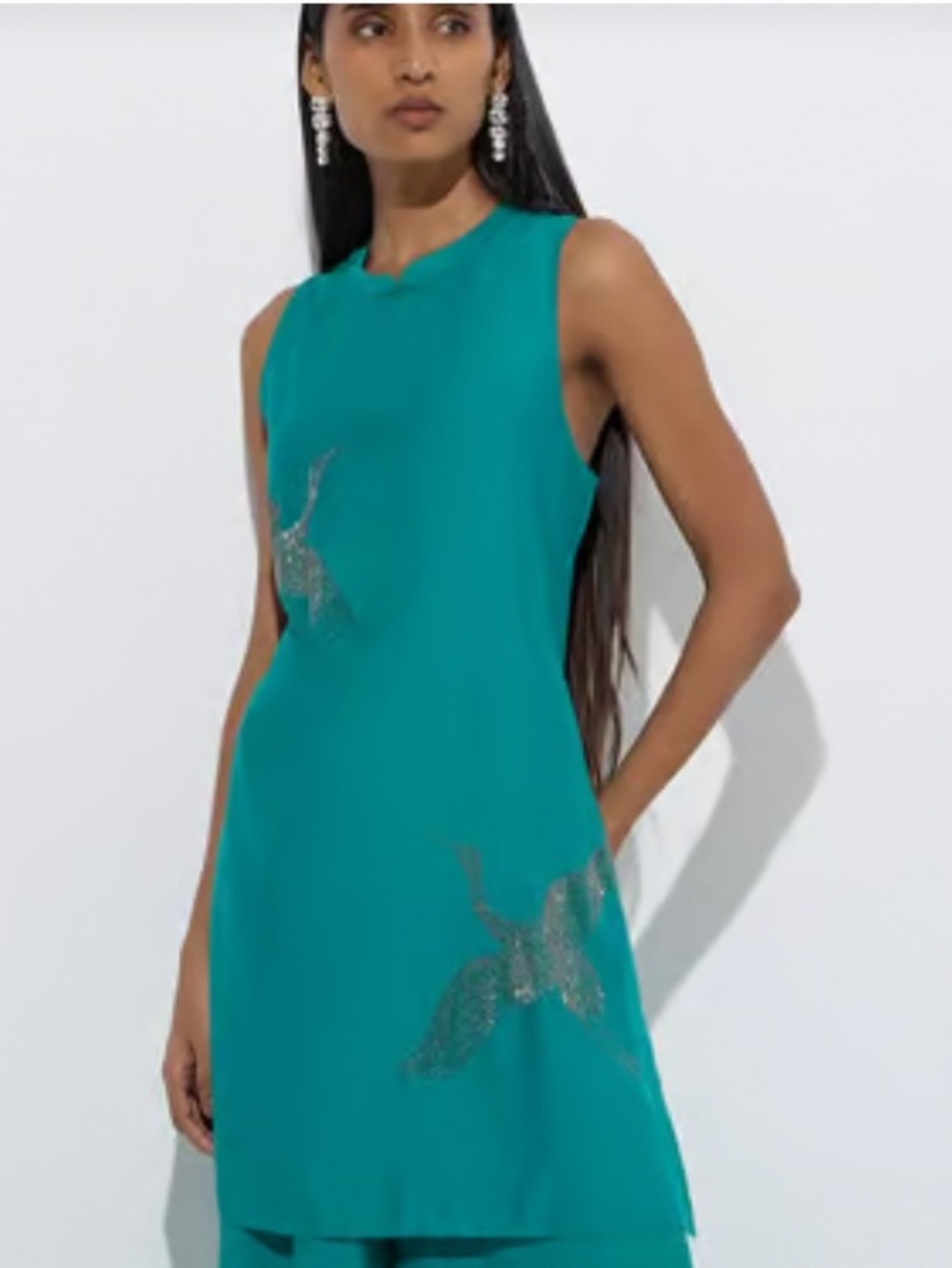 NWT VARK Crane Embellished A Line Tunic Satin XL